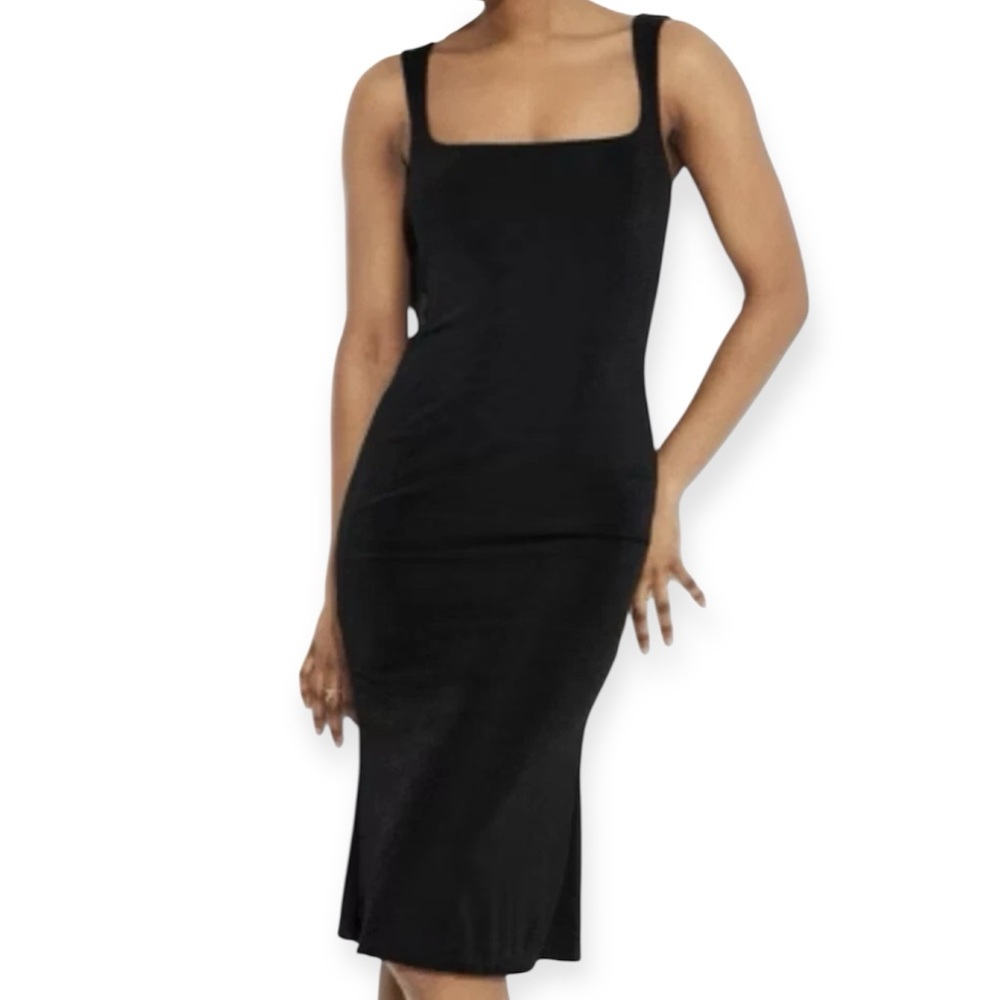 Wild Fable Women's Black Square Neck Jersey Knit‎ Slip Dress